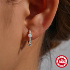 S925Pure Silver Petite Opal Earrings Sweet Ear Cuffs Small Hoop Ear Bone Clips Ear Jewelry
