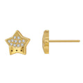 Gold-Plated Brass Star CZ Stud Earrings with gold-tone brass construction