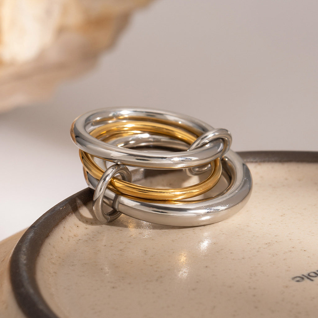 Interlocked Stackable Rings 2H Stainless Steel Stacking Rings Color-Block Interlocking Rings rings ...