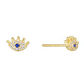 Gold-Plated 925 Sterling Silver Cubic Zirconia Blue-Eye Stud Earrings — jewelry construction