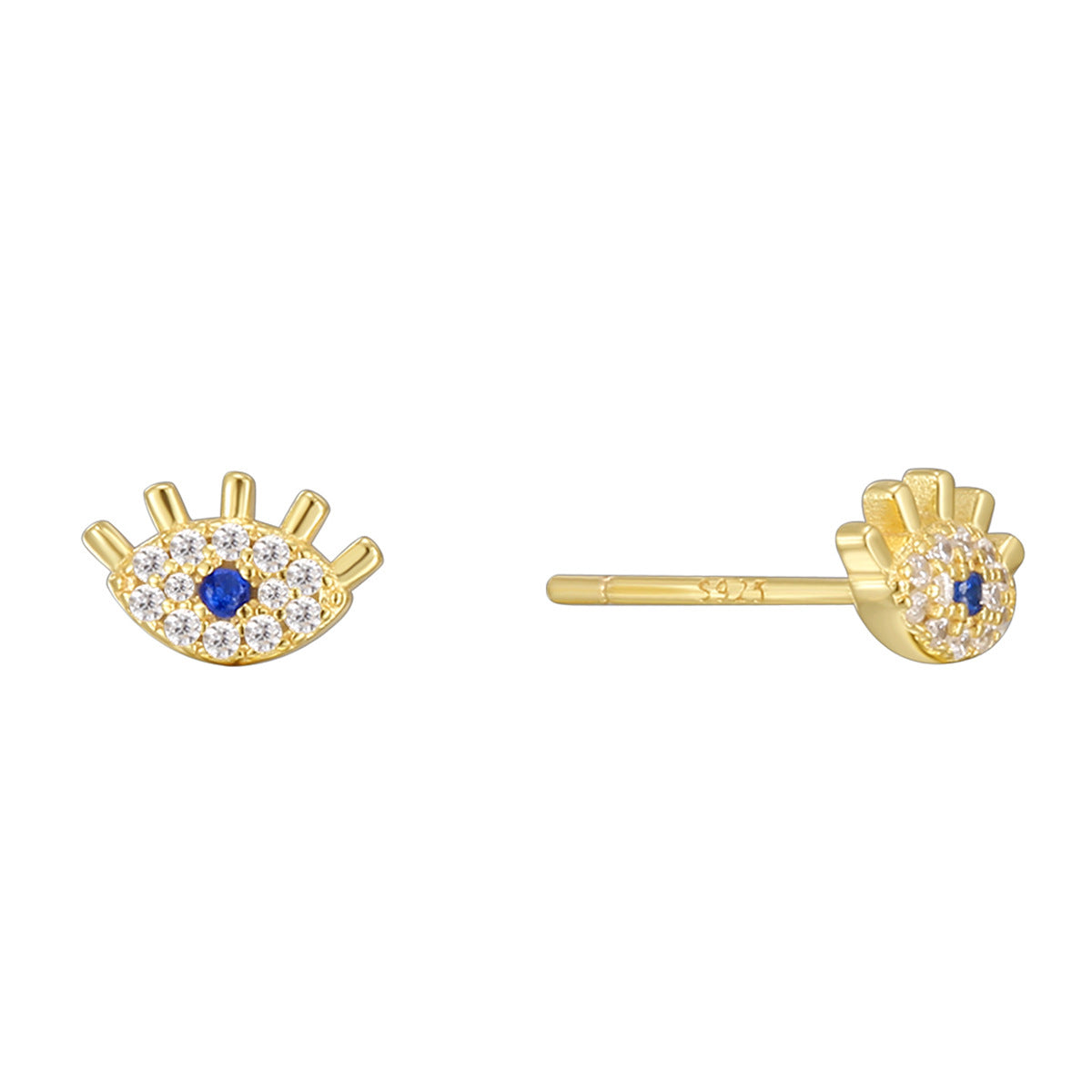 SE0250 S925Silver Blue Eyes Stud Earrings Inlaid Zircon Female Ear Jewelry Female