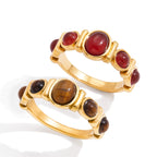 Tiger Eye Stone Ring Non-Fading Stainless Steel Agate Jewelry for Women rings
