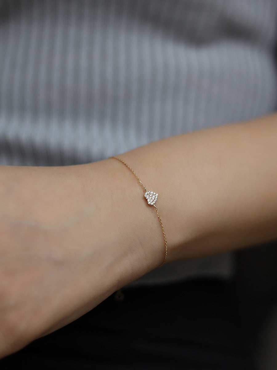 S925 Sterling Silver Plating 14K Gold Zircon Heart Adjustable Bracelet