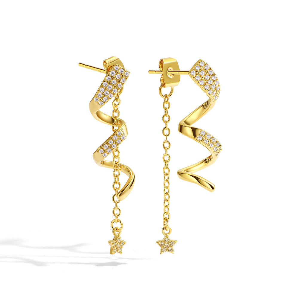 Spiral Curve Long Star Earrings for Women Minimalist Jewelry Earrings Ear Accessories Make Face Look Slim