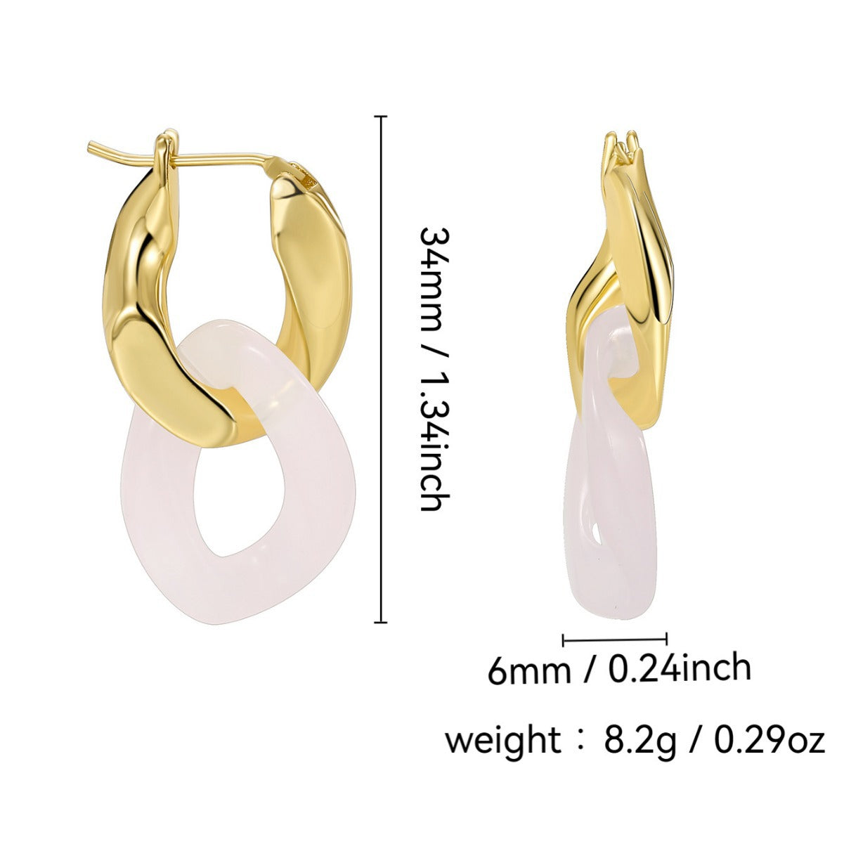 E0553 Modern Minimalist Design New Earrings for Women Irregular Double Hoop Epoxy Earrings