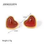 2H Stainless Steel Oil Drop Heart Earrings Pearl Stud Earrings Jewelry earring