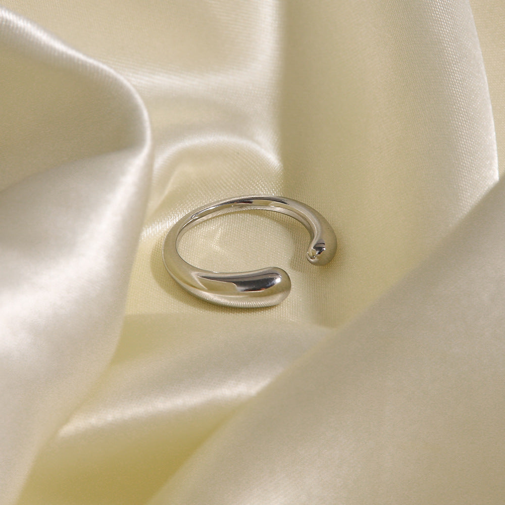 Oval Open Ring for Women Trendy Fashion Versatile Personality Water Drop Ring Minimalist Jewelry