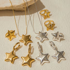 Five-pointed Star Jewelry Ring Non-fading Jewelry Necklace Stainless Steel Earrings