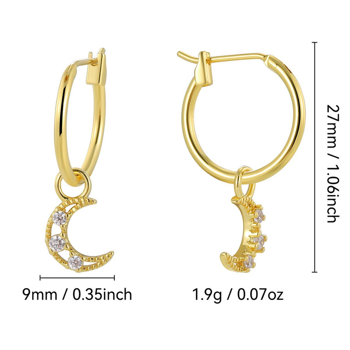 E0820 Fashion Earrings for Women Gold-Plated Hollow Moon Zircon Jewelry Drop Earrings