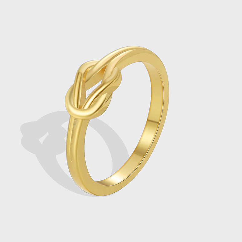R0563 Simple and Unique Design Knot Ring for Women, Copper Plated with Real Gold, Fashionable Ring