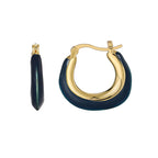 E0467 Klein Blue Epoxy Resin Irregular U Stylish Retro Design Hoop Earrings for Women