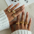 Zircon Ring Non-Fading Lace Stainless Steel Jewelry for Women ring