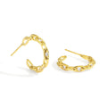 Gold-Plated Brass Round Openwork CZ Hoop Earrings with a round design profile