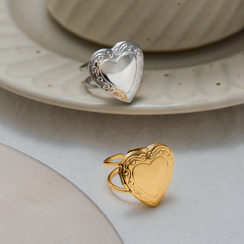 2H Stainless Steel Love Heart Ring Non-Fading Jewelry for Women ring Ornament