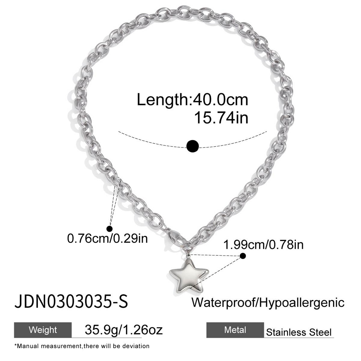 Five-pointed Star Stainless Steel Necklace Jewelry Women's Bracelet Accessories