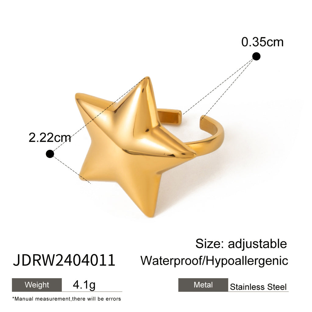 Five-pointed Star Jewelry Ring Non-fading Jewelry Necklace Stainless Steel Earrings