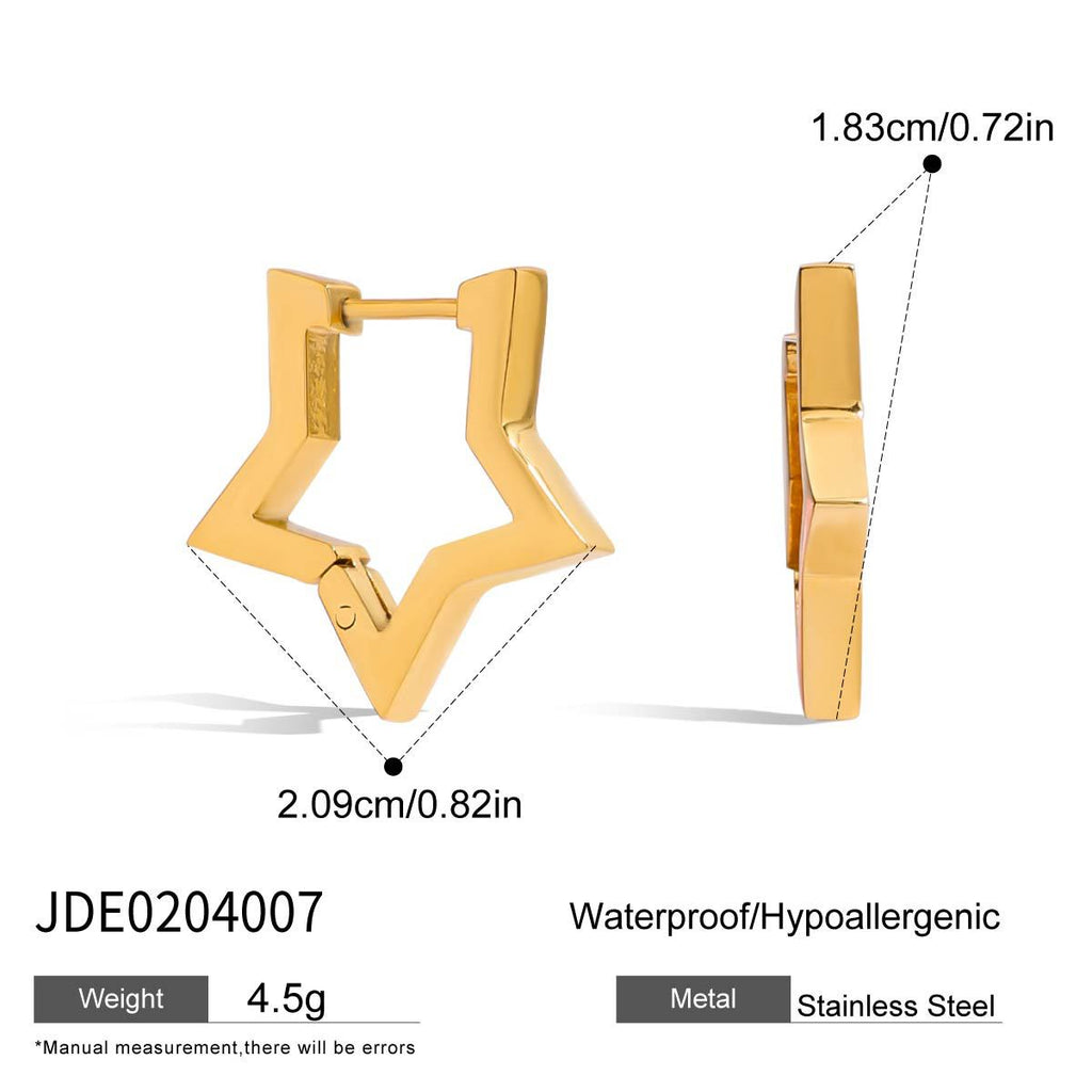 Stainless Steel Heart Earrings for Women Five-Pointed Star Stud Earrings Jewelry Accessories
