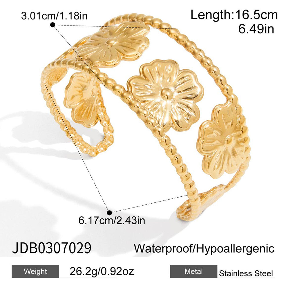 Non-Fading Peace Dove Open Bracelet18K Gold Stainless Steel Product