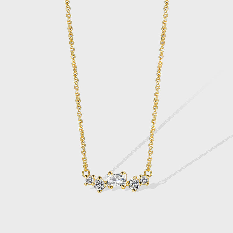 N0190 Fashion Retro Design Pendant for Women Layered Geometric Zircon Necklace Jewelry