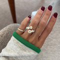 Gold-Tone Stainless Steel Ring with Cubic Zirconia Detail — Boutique Edit featuring cubic zirconia detailing