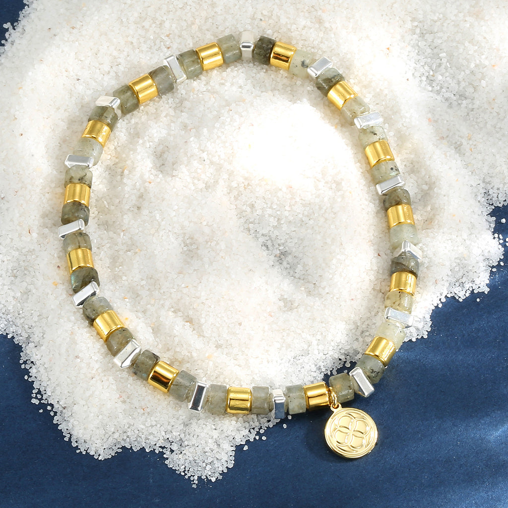 B0340 Milad Vintage Labradorite Beaded Bracelet Jewelry