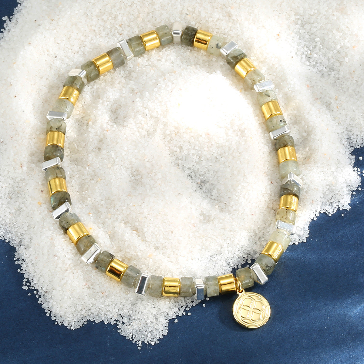 B0340 Milad Vintage Labradorite Beaded Bracelet Jewelry