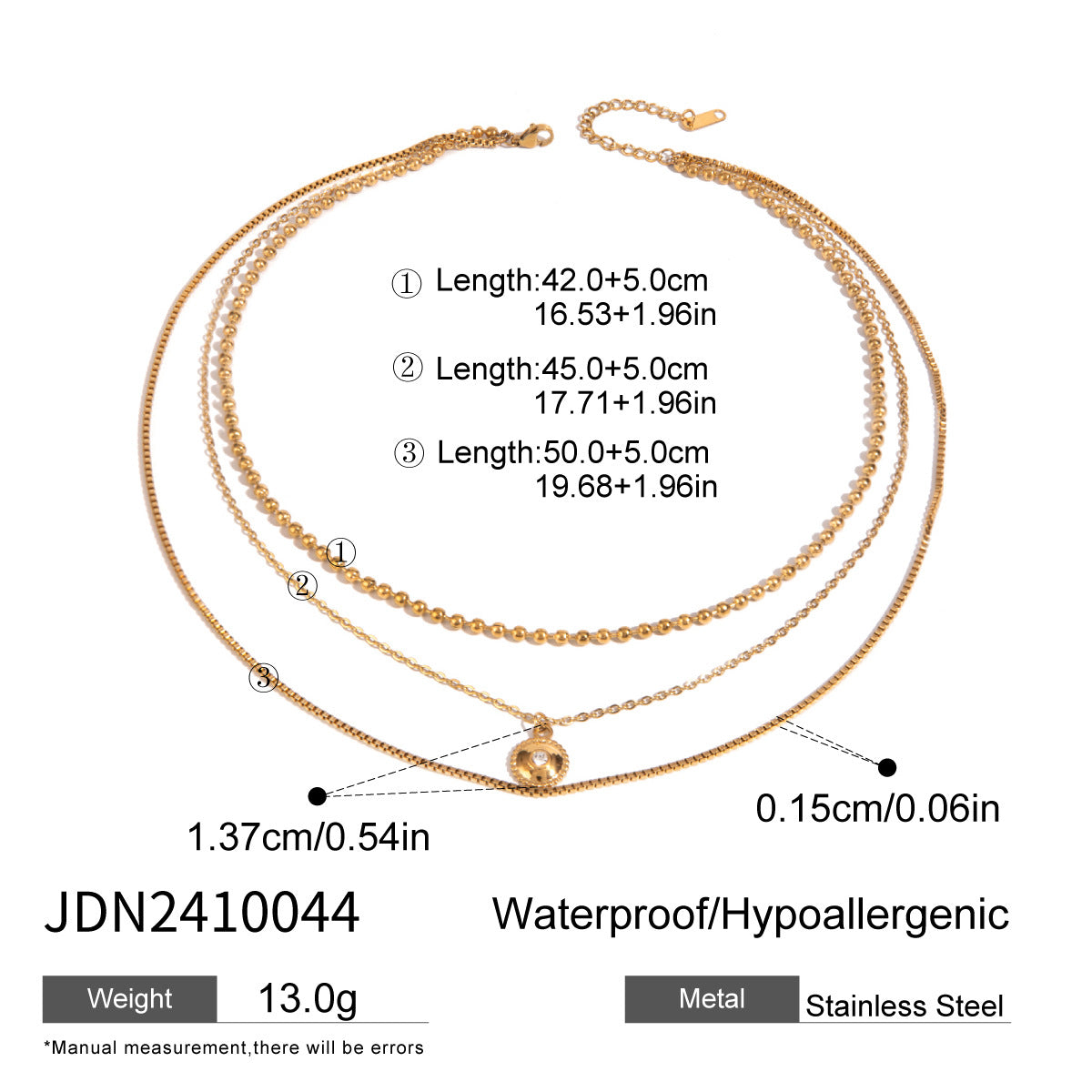 Three-layer Stacked Necklace Accessories for Women Collarbone Chain Stainless Steel Jewelry