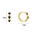 SE0322 925Silver Black Heart Splicing Hoop Earrings for Women New Trendy Design Summer Ear Accessories