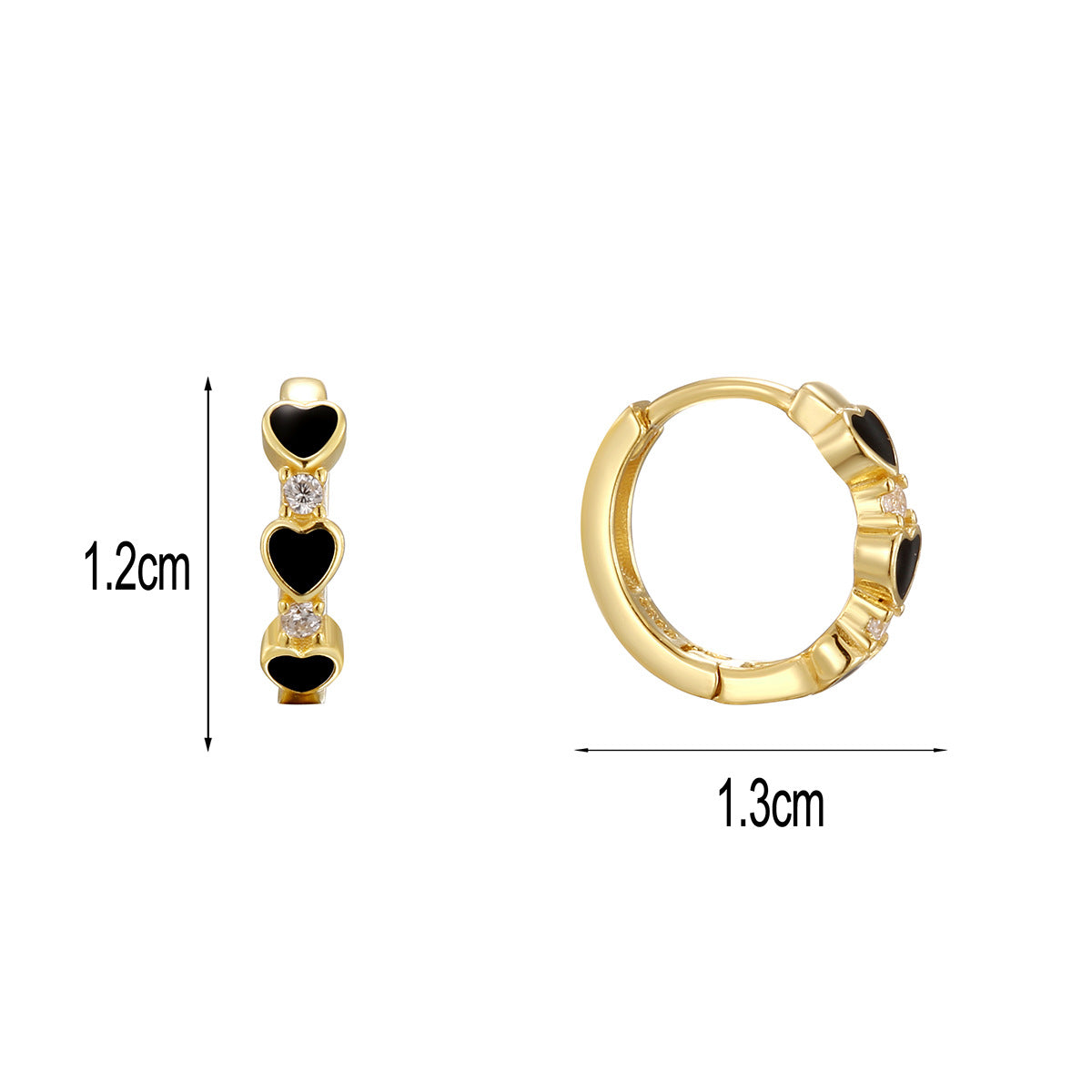 SE0322 925Silver Black Heart Splicing Hoop Earrings for Women New Trendy Design Summer Ear Accessories