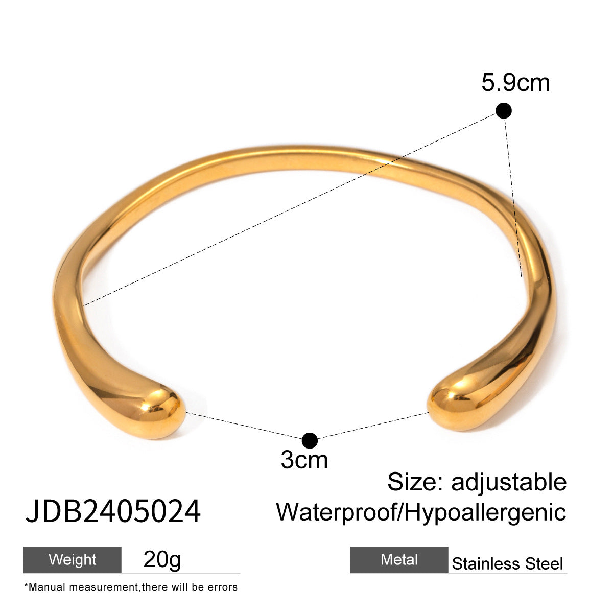 Stainless Steel gold Bracelet Open Bangle bracelet