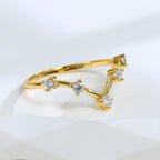 R0130 Ornament V Zirconia Inlaid Ring Simple Layered Wear Women's Gold-Plated Accessory
