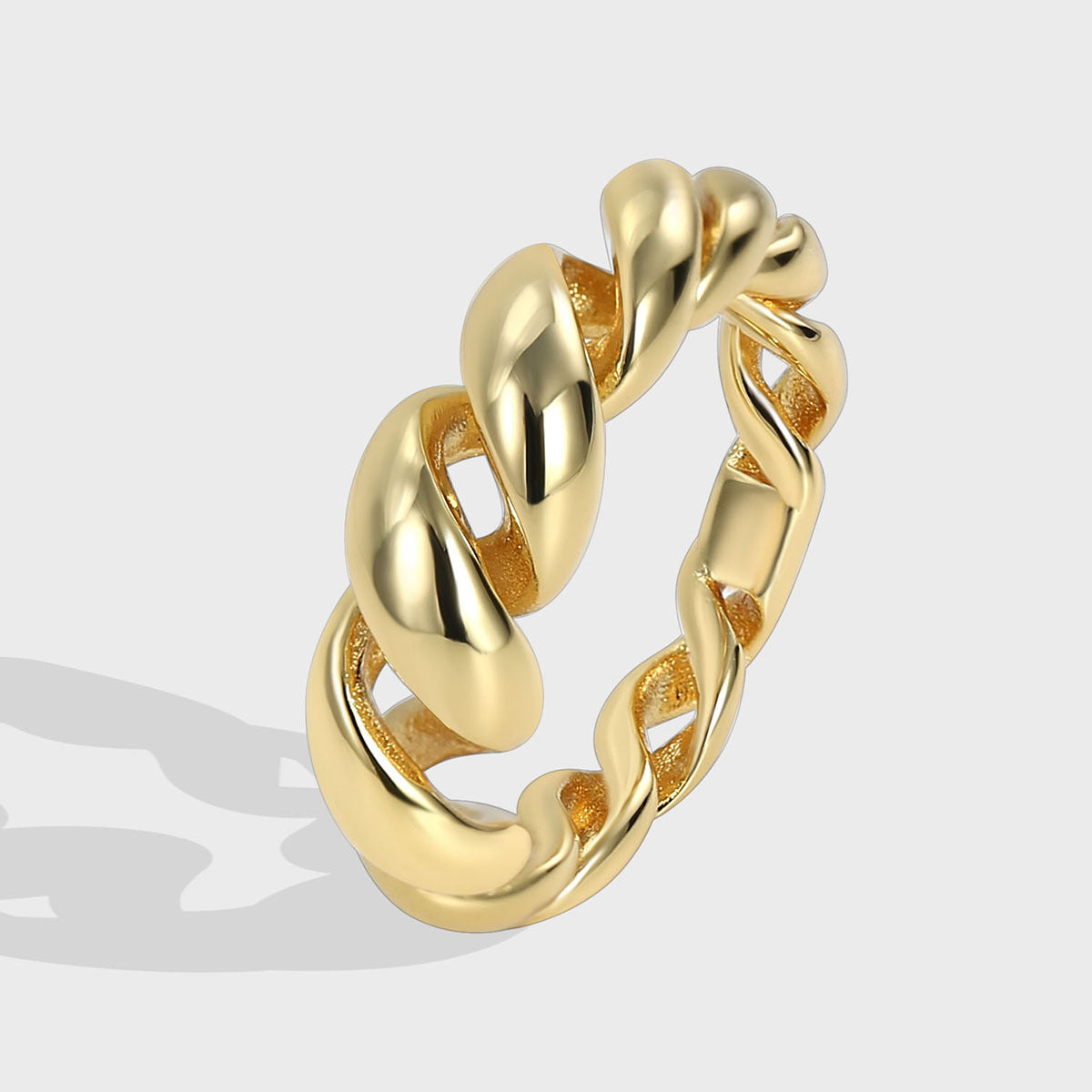 R0111 Minimalist Vintage Twisted Rope Ring Simple Hollow Braided Bagel Ring