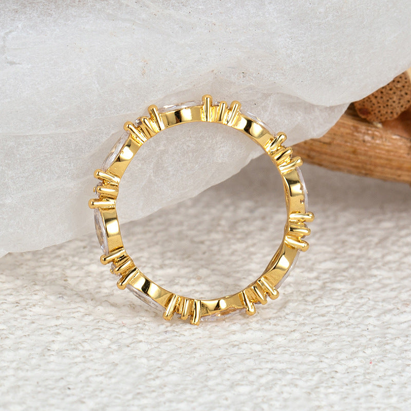 R0259 Hot Selling Fashion Geometric Horse Eye Zircon Ring for Women Direct from Manufacturer