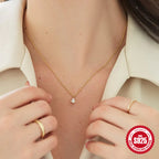 S925 Sterling Silver Water Drop Diamond Collarbone Necklace