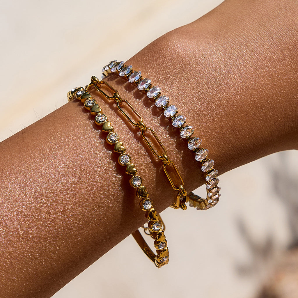 Stainless Steel Heart Zircon Bracelet Non-Fading Women's Jewelry