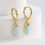 E0505 Fashionable Simple Design Round Earrings for Women Brass Gold-Plated Epoxy Zircon Earrings