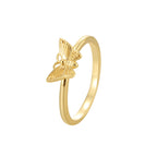 R0470 Japanese and Korean Style Small Fragrance Design Butterfly Shape Ring for Women Copper Plated with Real Gold Simple Smooth Surface Ring