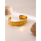 Ornament18k Gold Stainless Steel Wide Bracelet Open Bangle