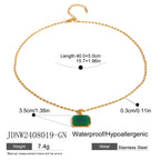 Stainless Steel Geometric Tiger Eye Natural Stone Pendant Necklace Design Sense Jewelry