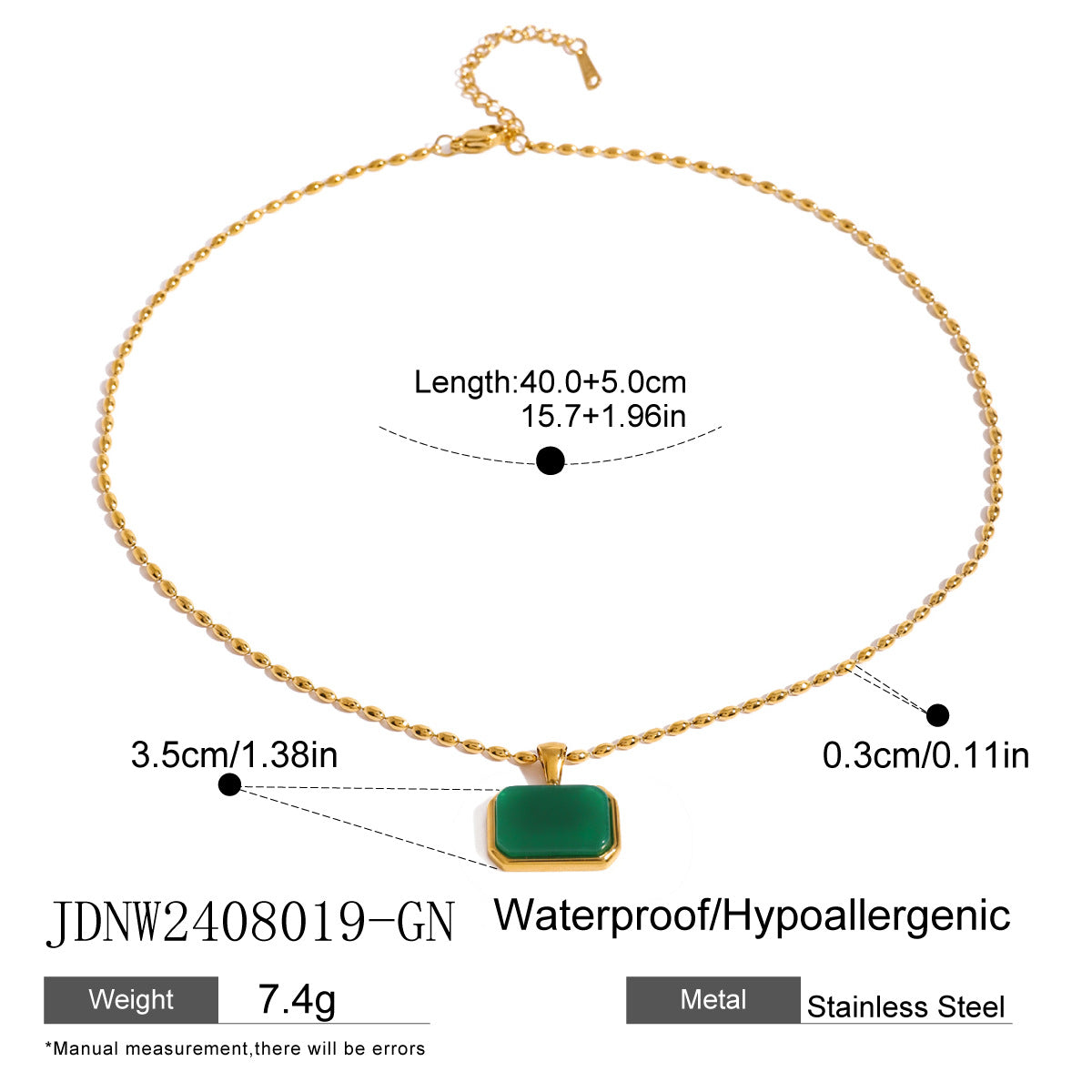 Stainless Steel Geometric Tiger Eye Natural Stone Pendant Necklace Design Sense Jewelry