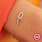 S925 Sterling Silver Cross Bracelet With Zircon Inlay Korean Design