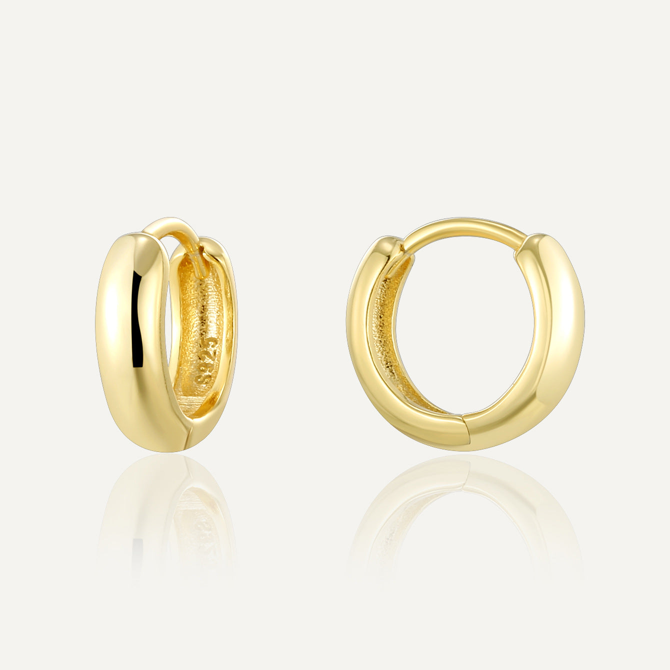 SE0117 S925Minimalist Smooth Surface Design Plated14K Gold Earrings Female Metal Ear Jewelry