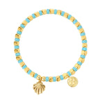 B0246 Vintage Trendy Vacation Shell Bracelet Fashion Gold-Plated Beaded