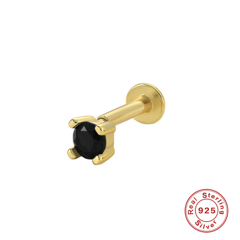 S925Sterling Silver Creative Geometric Flower Flat Head Threaded Piercing Earrings Hot Selling Ear Bone Studs