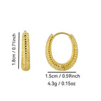 E0586 Korean Retro Fashion Design Earrings for Women, Copper Gold-Plated, Twisted Texture, Croissant Hoop Earrings