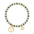 Gold-Plated Brass Palm Tree Beaded Turquoise Bracelet with a beaded design profile