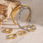 2H Stainless Steel Color Block Earrings Open Bracelet Ear Jewelry Accessories ring