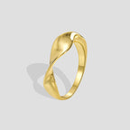 R0469 Minimalist Fashion Smooth Design Cool Ring for Women Copper Plated with Real Gold Unique Irregular Tail Ring