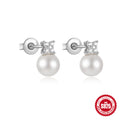 Pearl Moon Star 925 Sterling Silver Stud Earrings — decorative detail — jewelry finish and design detail
