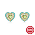 Colored Zircon Heart 925 Sterling Silver Drop Earrings — craftsmanship detail — jewelry finish and design detail